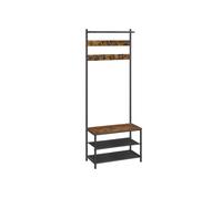 Ledrem Hall Tree With Bench And Shoe Storage, Entryway Bench With Coat Rack Stand And Shoe Rack, 9 Movable Hooks, Bedroom