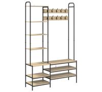 Coat Stand with Shoes Bench with Shelf Engineered Wood Rack Hooks & Hat vidaXL