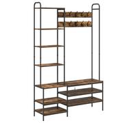 Coat Stand with Shoes Bench with Shelf Engineered Wood Rack Hooks & Hat vidaXL