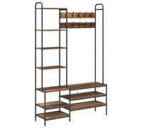 Coat Stand with Shoes Bench with Shelf Engineered Wood Rack Hooks & Hat vidaXL