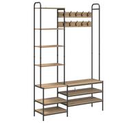 Coat Stand with Shoes Bench with Shelf Engineered Wood Rack Hooks & Hat vidaXL