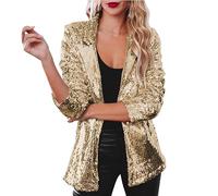 Coat Wool Blend Women's Jacket Casual Long Sleeve Glitter Party Shiny Rave Outerwear Coat Black Coat Women's Elegant, gold, 3XL