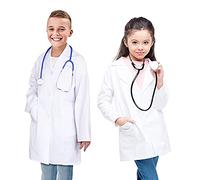 CoatCool Doctor's Coat for Children, Cotton Laboratory Coat, Boys and Girls, Chemistry Laboratory Coat, Long Sleeve, Medicine, White Costume, Doctor Coat for Study, Laboratory, XL