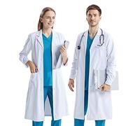 CoatCool Lab Coat, Women Men White Lab Coats Cotton Medical Coat Science Coat Doctors Coat, Unisex Adult Labcoat Chemistry Laboratory Coat Food Coat Fancy Dress Costume for School Student Cosplay, S