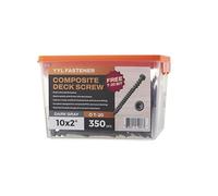 Coated Composite Deck Screws #10 x 2, Self Tapping Wood Screws and Deck Screws with Torx T20 Star Drive, Type 17 Point, Flat Head, 1 Free Bit Included (Dark Gray, 350), by YYL FASTENER