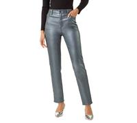 Coated Finish Mom Style Trousers Roman Metallic Silver 20
