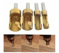 Coated Shank Cork Drill Bit Set 4 Pcs 6mm 8mm 13mm 16mm High Carbon Steel Round Shank Woodworking Hole Cutter for Bench Drill Compatible with Wood Dowel