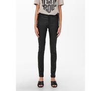 Coated Skinny Trousers with High Waist Black