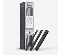 Coates : Willow Charcoal : Pack of 30 Half Sticks : 3-12mm Diameter