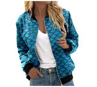 Coatigans For Women Uk, Casual Scale Print Jacket Lightweight Outerwear For And Autumn Fashion Comfortable Loose Fit Long Sleeve Stand Collar Coat (Sky Blue, Xxl)