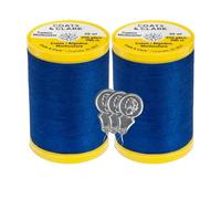 Coats & Clark Cotton All Purpose Sewing Thread 100% Mercerized Cotton 225 Yards Each Spool S970 2 Pack Bundle with 3 Bella's Crafts Needle Threaders (Yale Blue)