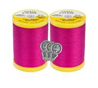 Coats & Clark Cotton All Purpose Sewing Thread 100% Mercerized Cotton 225 Yards Each Spool S970 2 Pack Bundle with 3 Bella's Crafts Needle Threaders (Red Rose)