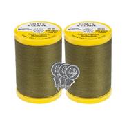 Coats & Clark Cotton All Purpose Sewing Thread 100% Mercerized Cotton 225 Yards Each Spool S970 2 Pack Bundle with 3 Bella's Crafts Needle Threaders (Bronze Green)