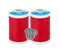 Coats & Clark Dual Duty XP All Purpose Sewing Thread - S910 2 Pack - 250 Yards Each Spool - Bundle with Bella's Crafts Needle Threaders (Red)