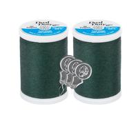 Coats & Clark Dual Duty XP All Purpose Sewing Thread - S910 2 Pack - 250 Yards Each Spool - Bundle with Bella's Crafts Needle Threaders (Forest Green)