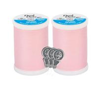Coats & Clark Dual Duty XP All Purpose Sewing Thread - S910 2 Pack - 250 Yards Each Spool - Bundle with Bella's Crafts Needle Threaders (Light Pink)