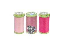 Coats & Clark Hand Quilting Sewing Thread Cotton Covered Polyester 325 Yards S960 3 Pack Bundle with 3 Bella's Crafts Needle Threaders (Pink Almond Pink Hot Pink)