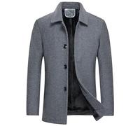 Coats For Men, Men's Casual Woolen Overcoat Heavy Fleece Button Down Solid Color Fashion Coat Garment for Male Winter Wear