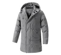 Coats for Men UK Sale Clearance Winter Puffer Jacket Quilted Padded Down Coat Mid Length Hooded Windbreaker Winter Warm Overcoat Padded Cotton Outwear Puff Jacket with Pockets UK Size 10-22