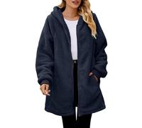 Coats for Women UK Long Sherpa Fleece Hoodies Oversized Teddy Bear Fleece Coat Ladies Soft Double Fuzzy Fluffy Hoodie Full Zip Fleece Top Casual Hooded Longline Coat Warm Sweater Outwear with Pocket