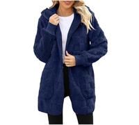 Coats for Women UK - Long Sherpa Fleece Hoodies, Oversized Teddy Bear Fuzzy Jackets, Ladies Soft Fluffy Hoodie, Casual Longline Winter Warm Sweater Jumpers, Padded Windproof Zip Up Overcoat, Outwear