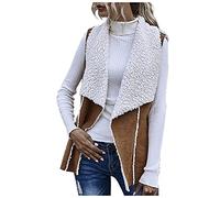 Coats for Women, Women Vintage Wear Solid Sleeveless Reversible Suede Vests with Large Lapels UK Ladies Casual Loose Cardigans Shirt Coat Jackets Trench Topcoats Brown