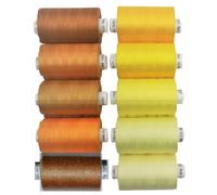 Coats Moon Assorted Sewing Thread - Box of 10 Reels, Coats Moon All Purpose Threads for Sewing Overlocker Quilting Stitching Threads Set 1000 Yards Each, 120's (Yellow and Gold) - Durable Threads