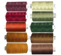 Coats Moon Assorted Sewing Thread - Box of 10 reels -Moon Polyester All Purpose Thread Sewing OverLocker Stitch Quilt 1000 Yards 120’s (Dark Autumn Mix)