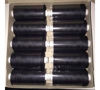 Coats Moon Assorted Sewing Thread - Box of 10 reels - Moon Polyester All Purpose Thread Sewing OverLocking 1000 Yards Each 120’s (Black) + 2 (1 White + 1 Black) Spools Free