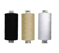 Coats Moon Sewing Thread - 3 x 1000yd Spools - Black, White & Brown or Cream (Various Shades) - Strong Polyester Thread for Sewing Machines & Hand Stitching (Black, White, M0240)