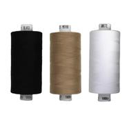 Coats Moon Sewing Thread - 3 x 1000yd Spools - Black, White & Brown or Cream (Various Shades) - Strong Polyester Thread for Sewing Machines & Hand Stitching (Black, White, M0108)