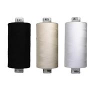 Coats Moon Sewing Thread - 3 x 1000yd Spools - Black, White & Brown or Cream (Various Shades) - Strong Polyester Thread for Sewing Machines & Hand Stitching (Black, White, M0076)