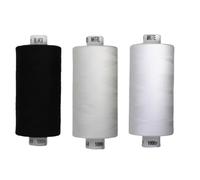 Coats Moon Sewing Thread - 3 x 1000yd Spools - Black, White & Brown or Cream (Various Shades) - Strong Polyester Thread for Sewing Machines & Hand Stitching (Black, White, Natural)