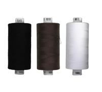 Coats Moon Sewing Thread - 3 x 1000yd Spools - Black, White & Brown or Cream (Various Shades) - Strong Polyester Thread for Sewing Machines & Hand Stitching (Black, White, M0109)