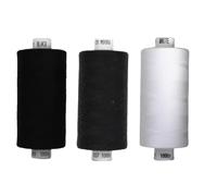 Coats Moon Sewing Thread - 3 x 1000yd Spools - Black, White & Grey (Various Shades) - Strong Polyester Thread for Sewing Machines & Hand Stitching (Black, White, M0086)