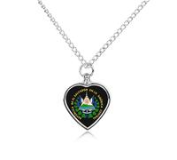 Coats of Arms of El Salvadors Urn Necklace for Ashes Pet Dog Cat Cremation Jewellery Alloy Memorial Keepsake Pendant