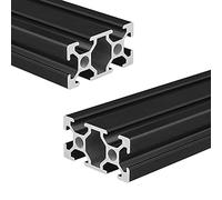 Coavoo 2040 Aluminium Extrusion 23.62 inch / 600mm Length T Slot Black 2 Pack, Extruded Aluminium 20mm x 40mm 20 Series T Type Profiles Anodized European Standard Linear Rail Frame 2Pcs