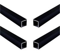Coavoo 4Pcs Aluminium Square Tubing Tube Black Color 25mm x 25mm x 1mm Wall Thickness 200mm Length，1" x 1" x 0.04" x 7.87" (APPR)