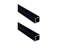 Coavoo Pack of 2 Black Aluminium Square Tubes Flat Aluminium Tubes 12 mm x 12 mm x 1 mm x 1000 mm Material 6063 for Construction and Decoration