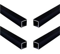 Coavoo Pack of 4 Black Aluminium Square Tubes Flat Aluminium Tubes 10 mm x 10 mm x 1 mm x 300 mm Material 6063 for Construction and Decoration