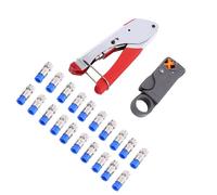 Coax Cable Crimper, Coax Cable Crimper Tool Kit Coaxial Compression Tool Fitting Wire Strippers Electrical Kit with F RG6 RG59 Compression Connectors