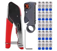 Coax Cable Crimper Kit, Coax Crimping Tool Coax Cable Crimper Tool Kit, F-Type Compression Crimping Tool with Crimp Connector Tool and Rotary Coaxial Cable Cutter for Coaxial Cable RG58/59/62/6/174