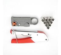 Coax Cable Crimper Tool Kit with Wire Stripper and 10Pcs F Connectors, Adjustable Pliers for RG6 RG59 RG58 Cables, Professional Set for Satellite TV Dish CCTV Installation