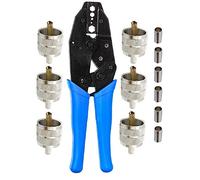 Coax Cable Crimper with 5pcs UHF Male PL259 Crimp on connectors for RG58 LMR195 Cable,Kagni Professional Compression Tool BNC/TNC Ratchet Crimp Plier for UHF Connector and Coaxial Cable