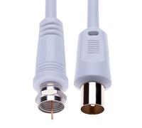 Coaxial Aerial F Connector Male Plug to RF M-Male Cable for Satellite Sat Freesat Sky Virgin BT TV HDTV DVB DVD Radio/Coax Ariel Freeview Lead Television Antenna Cord Broadband - 0.5 m White