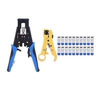 Coaxial Cable Crimper Stripper, Compression Crimping Pliers for F BNC, Yellow Blue 225mm - Multi - Function Wire Stripping, Precise Crimping, Suitable for Network and Video Wir