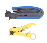 Coaxial Cable Crimping Pliers Set, Adjustable Crimping and Stripping Pliers for RG6 RG59 RG11, Portable Coax Stripper Crimper Tool Kit for Satellite TV CCTV Installation