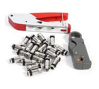 Coaxial Cables,20Pcs Compression Tool Set Compression Connectors and Cable Stripper Cable Coax Crimper with F RCA RG58 Connector Coaxial Crimping Set Compression Tool Kit for RG6 RG59 RG58
