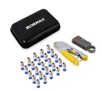Coaxial Compression Tools Kit Coax Cable Crimper Pliers with 20PCS RG6 F Connectors,Wire Coax Cable Stripper Tool