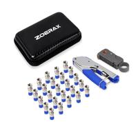Coaxial Compression Tools Kit Coax Cable Crimper Pliers with 20PCS RG6 F Connectors,Wire Coax Cable Stripper Tool